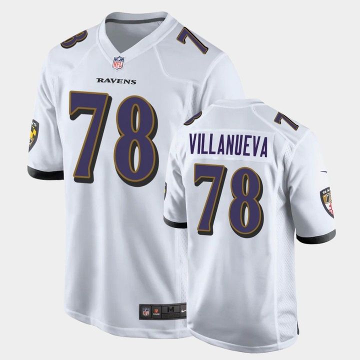 Men Baltimore Ravens 78 Alejandro Villanueva Nike White Game NFL Jersey
